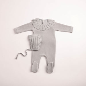 Baby Boy Footie + Hat | Pleated Knit Velour | London Fog | Bee and Dee | AW26
