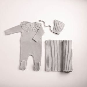 Baby Boy Layette Set | Pleated Knit Velour | London Fog | Bee and Dee | AW26