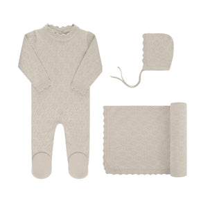 Baby Boy Layette Set | Pointelle Knit | Tan | Ely's & Co. | AW23