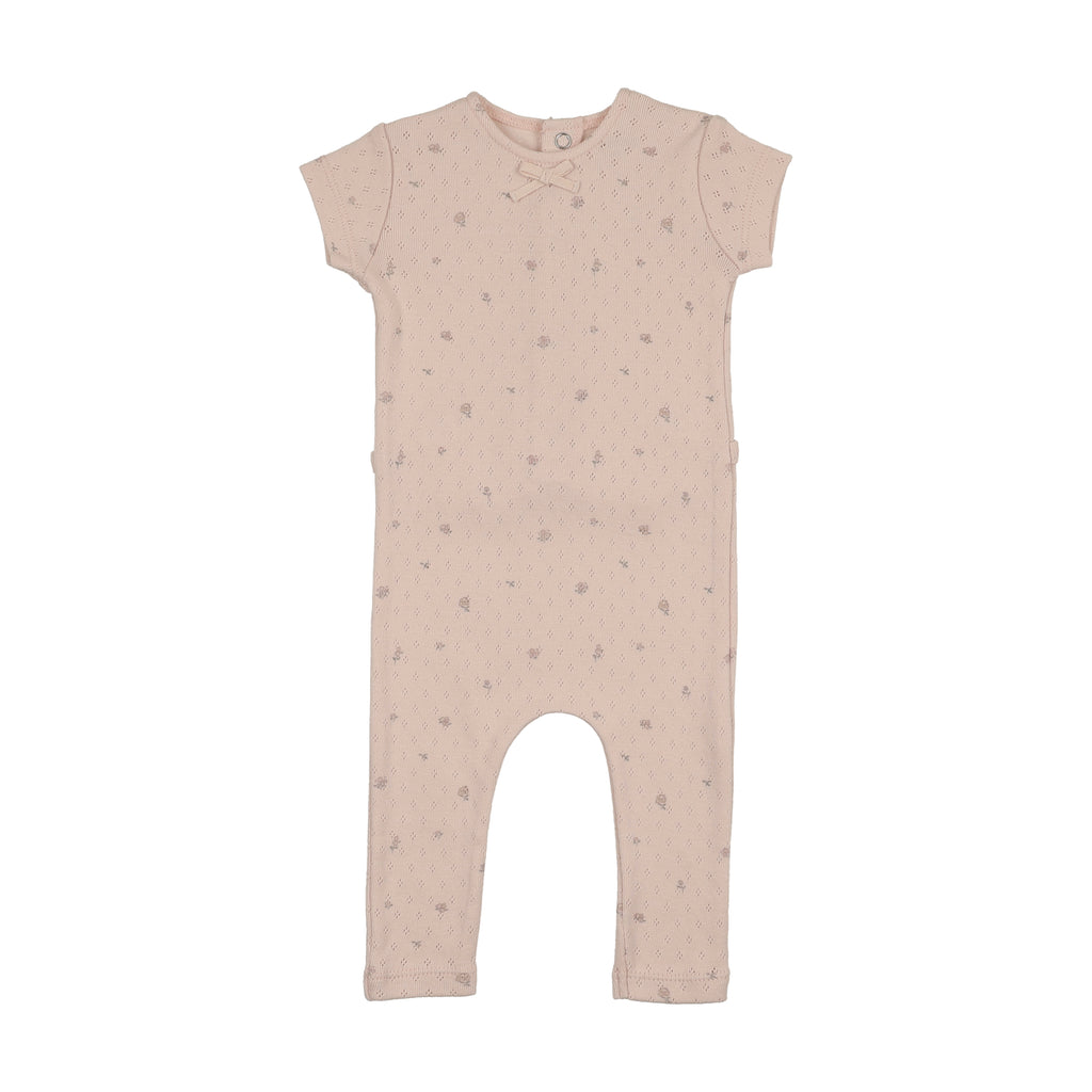 Baby Girl Romper | Pointelle with Flowers | Cloud Pink | Bee and Dee | SS26
