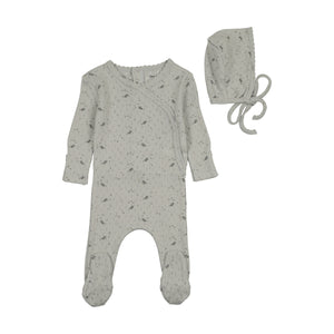 Baby Boy Footie + Hat | Pretty Petals | Mist | Bee and Dee | AW25