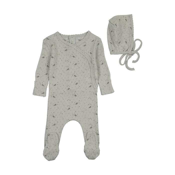 Baby Boy Footie + Hat | Pretty Petals | Mist | Bee and Dee | AW25