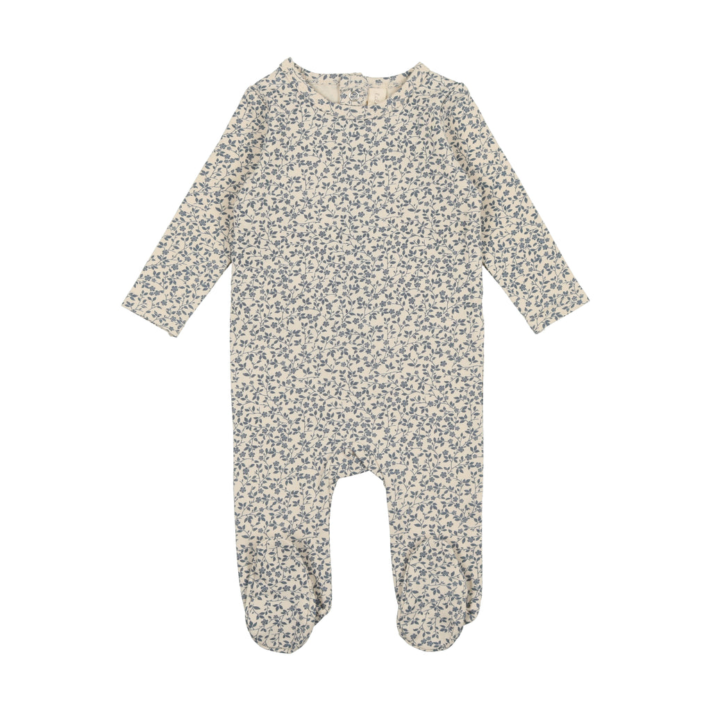 Baby Boy Footie + Hat | Printed | French Blue Floral | Lil Legs | AW23