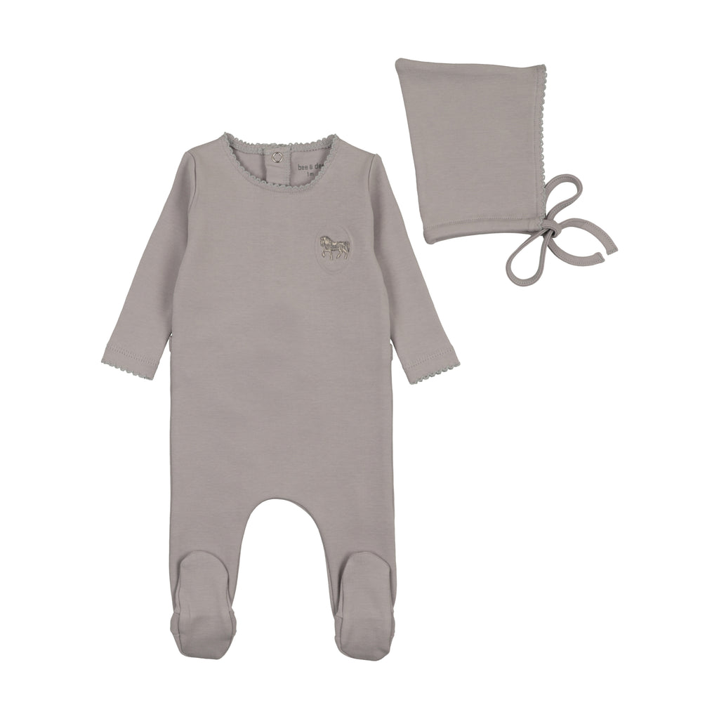 Baby Boy Footie + Hat | Raised Embroidery | Fortress | Bee and Dee | SS26