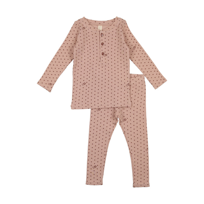 Baby Girl 2 Piece Outfit | Ribbed Star | Lounge Set | Pink/Rose | Lil Legs | AW23