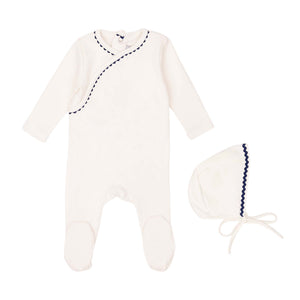 Baby Boy Footie + Hat | Classic Ric Rac |Blue on White | Minilabel | AW25