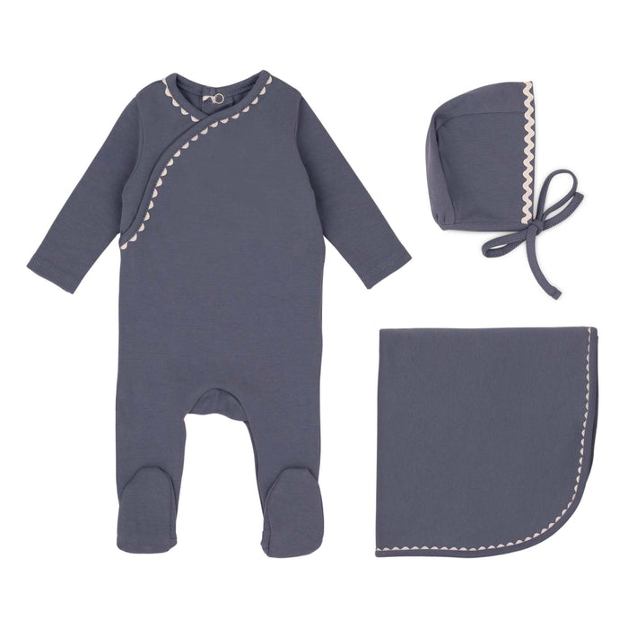 Baby Boy Layette Set | Classic Ric Rac | White On Blue | Minilabel | AW25