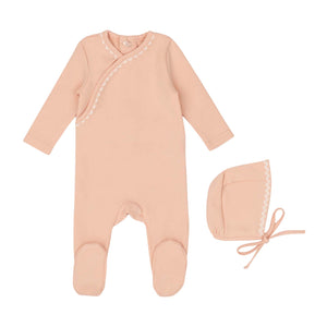 Baby Girl Footie + Hat | Classic Ric Rac | White On Pink | Minilabel | AW25