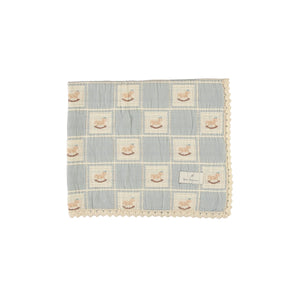 Baby Boy Blanket | Rocking Horse | Blue Horse | Bebe Organic
