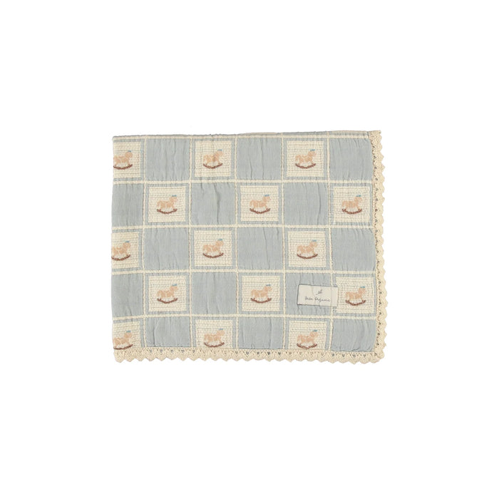 Baby Boy Blanket | Rocking Horse | Blue Horse | Bebe Organic