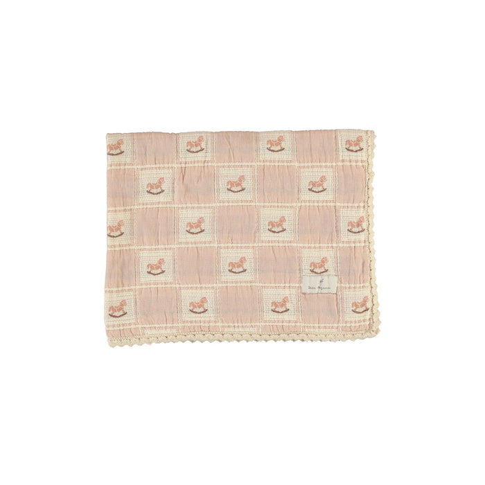 Baby Girl Blanket | Rocking Horse | Mauve Horse | Bebe Organic!
