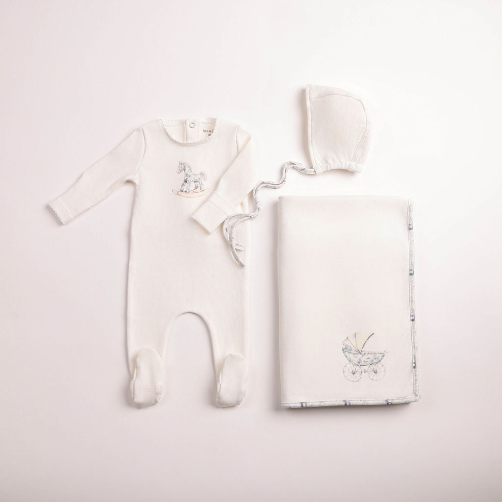 Baby Boy Layette Set | Rocking Horse | Chalk White Boys | Bee and Dee | AW26