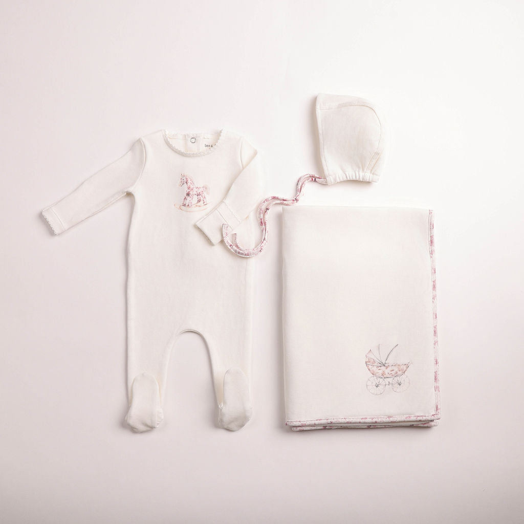 Baby Girl Layette Set | Rocking Horse | Chalk White Girls | Bee and Dee | AW26
