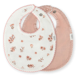 Baby Girl Muslin Bib | 2 Pack | Rose Floral | Adora