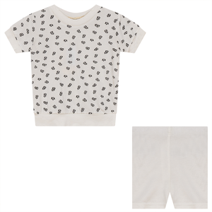 Baby Boy Short Set | Leaf Print | White/Black | Fragile