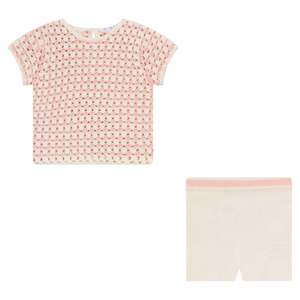 Baby Girl Short Set | Crochet Knit | Misty Rose | Elle & Boo | Fragile