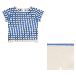 Baby Boy Short Set | Crochet Knit | Ocean | Elle & Boo | Fragile