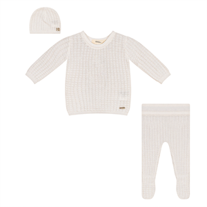 Baby Neutral 3 Piece Knit Set | Off White | Fragile