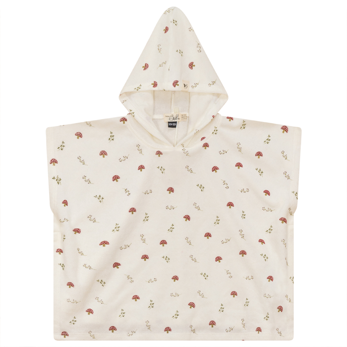 Baby Terry Hooded Poncho | Beige Floral | Fragile