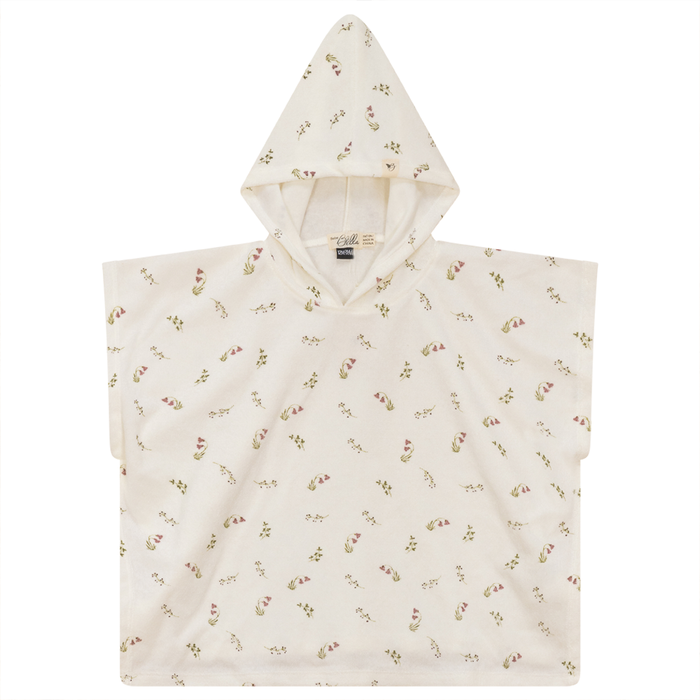Baby Terry Hooded Poncho | Mauve Floral | Fragile