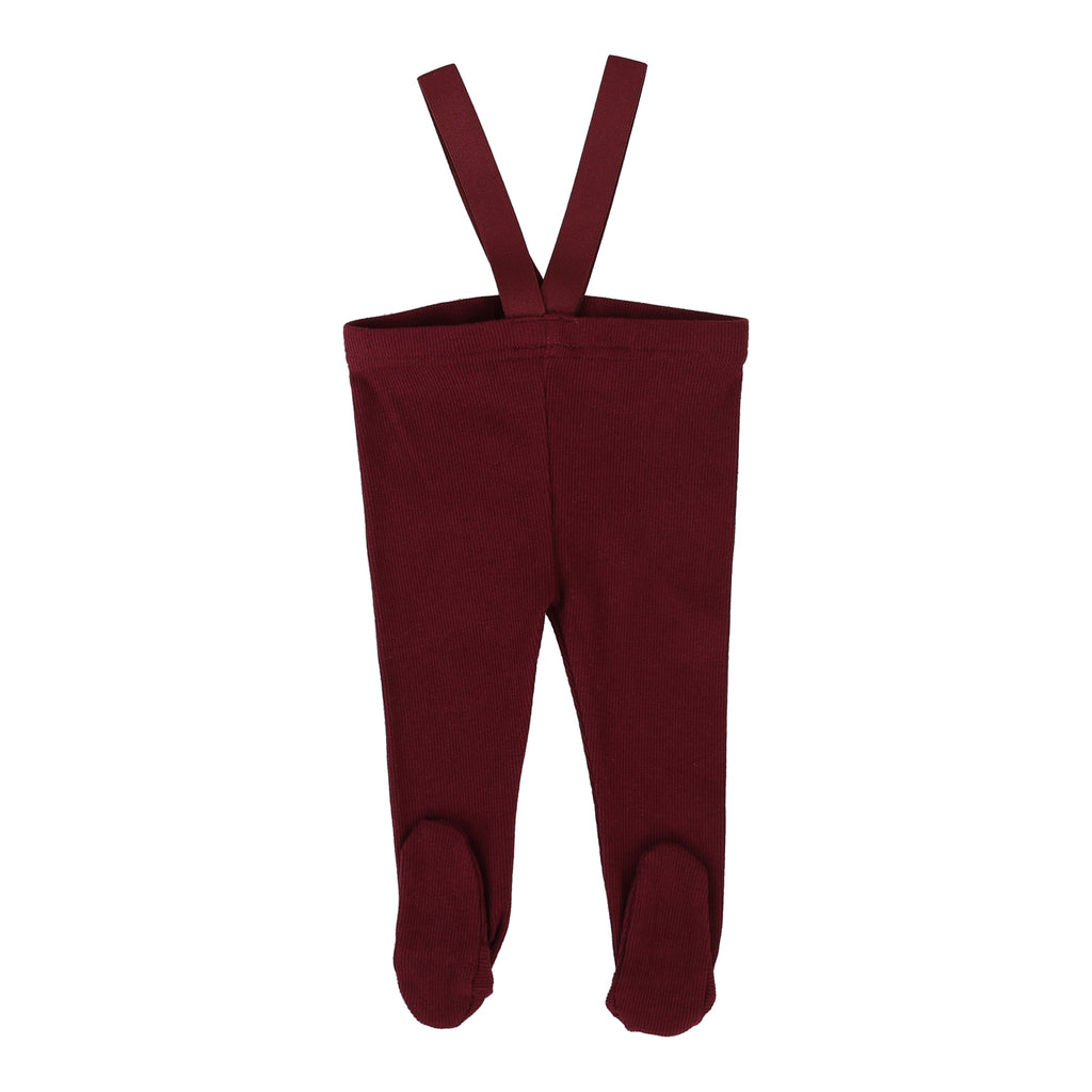 Baby Girl Leggings | Knit Long Suspender Leggings  | Deep Red | Lil Legs | Aw25