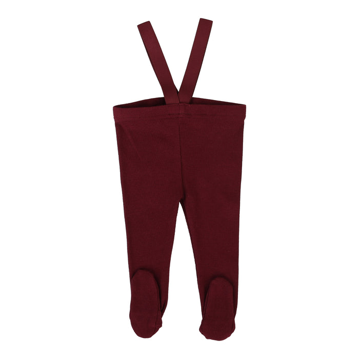 Baby Girl Leggings | Knit Long Suspender Leggings  | Deep Red | Lil Legs | Aw25