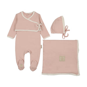 Baby Girl Layette Set | Scalloped Wrap Cardigan | Orchid Pink | Mon Tresor | SS26
