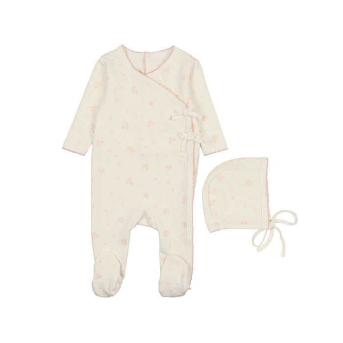 Baby Girl Footie + Hat | Scattered Blossoms | Barely Pink | Mon Tresor | SS25