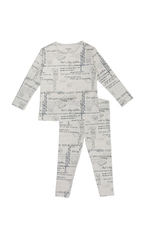 Baby Neutral Lounge Set | Script Print Collection | Sepia Print | Bee and Dee