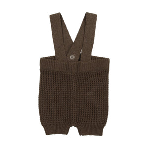 Baby Boy 2 Piece Outfit | Waffle Knit | Short Overalls | Heather Brown | Lil Legs | AW23