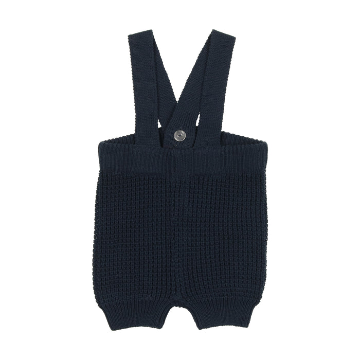 Baby Boy 2 Piece Outfit | Waffle Knit | Short Overalls | Navy | Lil Legs | AW23
