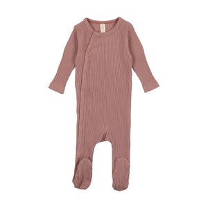 Baby Girl Footie + Hat | Side Snap Rib | Mauve | Lil Legs | AW23