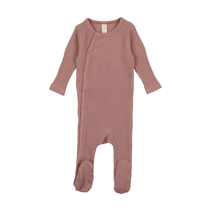 Baby Girl Footie + Hat | Side Snap Rib | Mauve | Lil Legs | AW23