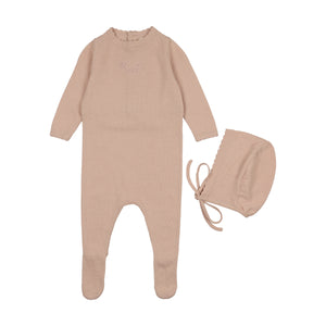 Baby Girl Footie + Hat | Signature Knit | Rose | Peluche | SS26
