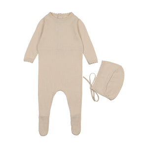 Baby Boy Footie + Hat | Signature Knit | Stone | Peluche | SS26