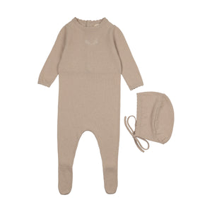 Baby Boy Footie + Hat | Signature Knit | Taupe | Peluche | SS26
