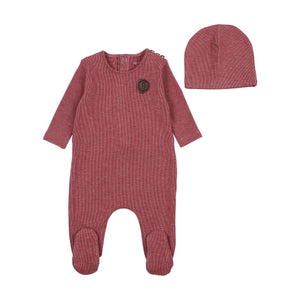 Baby Girl Footie + Hat | Snuggle Soft | Cranberry | Bee and Dee | AW25