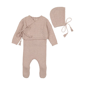 Baby Girl 2 Piece Outfit | Soft Cable Knit | Marled Pink | Bee and Dee | AW25