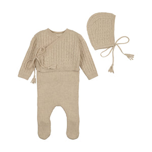 Baby Boy 2 Piece Outfit | Soft Cable Knit | Oat | Bee and Dee | AW25