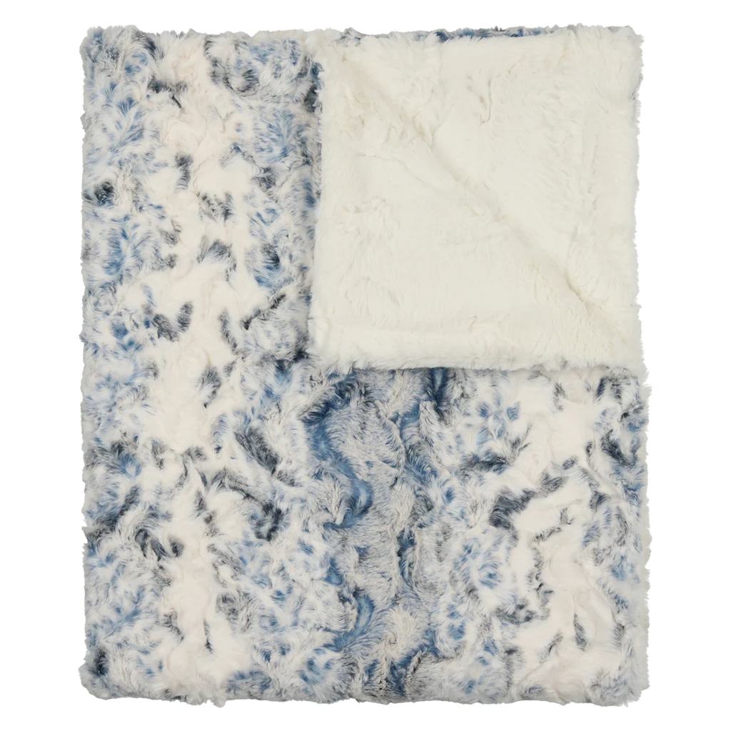 Baby Boy Blanket | Lux Fur | Speckled Blue & Natural | Peluche