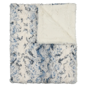 Baby Boy Blanket | Lux Fur | Speckled Blue & Natural | Peluche