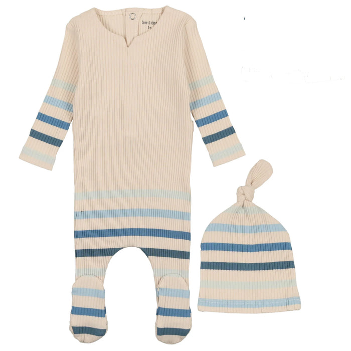 Baby Boy Footie + Hat | Stripe Collection | Boy Birch | Bee and Dee | AW23