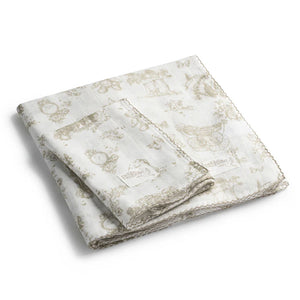 Baby Swaddle & Burp Cloth Set | Taupe Safra Toile | Petite Belle