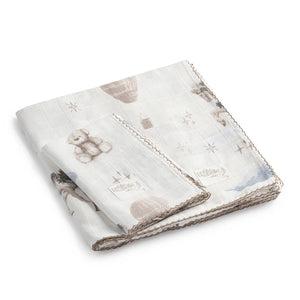 Baby Swaddle & Burp Cloth Set | Carousel Sky | Petite Belle