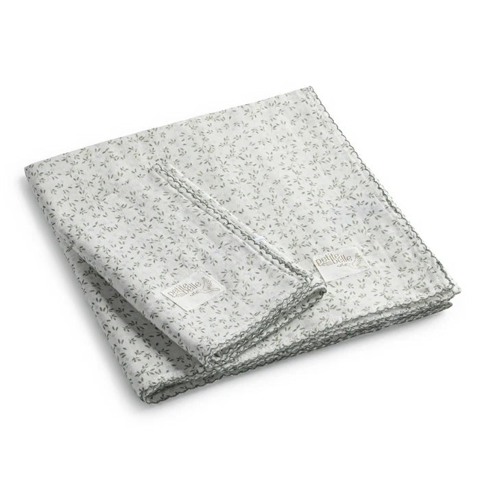 Baby Swaddle & Burp Cloth Set | Liberty Leaf Blue | Petite Belle