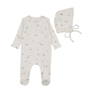 Baby Boy Footie + Hat | Sweet Berry Print | Chalk White | Bee and Dee | SS26