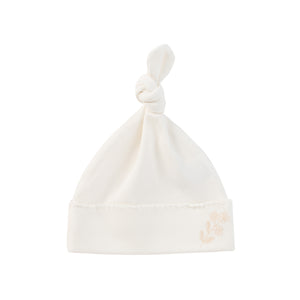 Baby Neutral Footie + Hat | Embroidered Pocket | White | Kipp