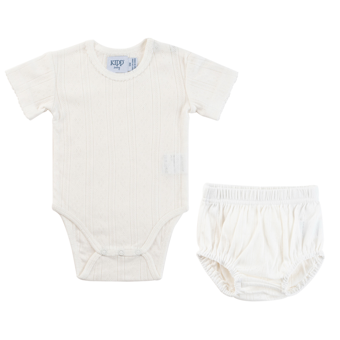 Baby Neutral Short Set | Pointelle Scallop | White | Kipp