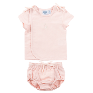 Baby Girl Short Set | Linen Wrap | Pink | Kipp