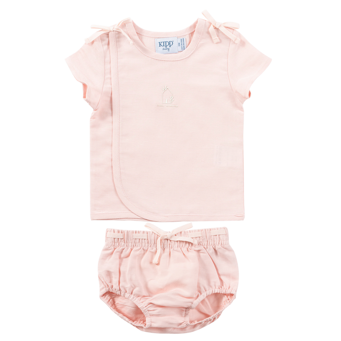 Baby Girl Short Set | Linen Wrap | Pink | Kipp